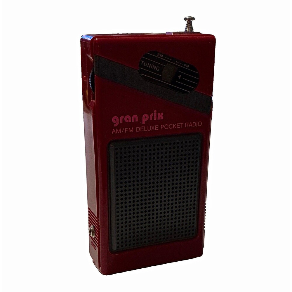 Gran Prix A2090 AM/FM Deluxe Pocket Radio Red Tested Working w/ Belt Clip